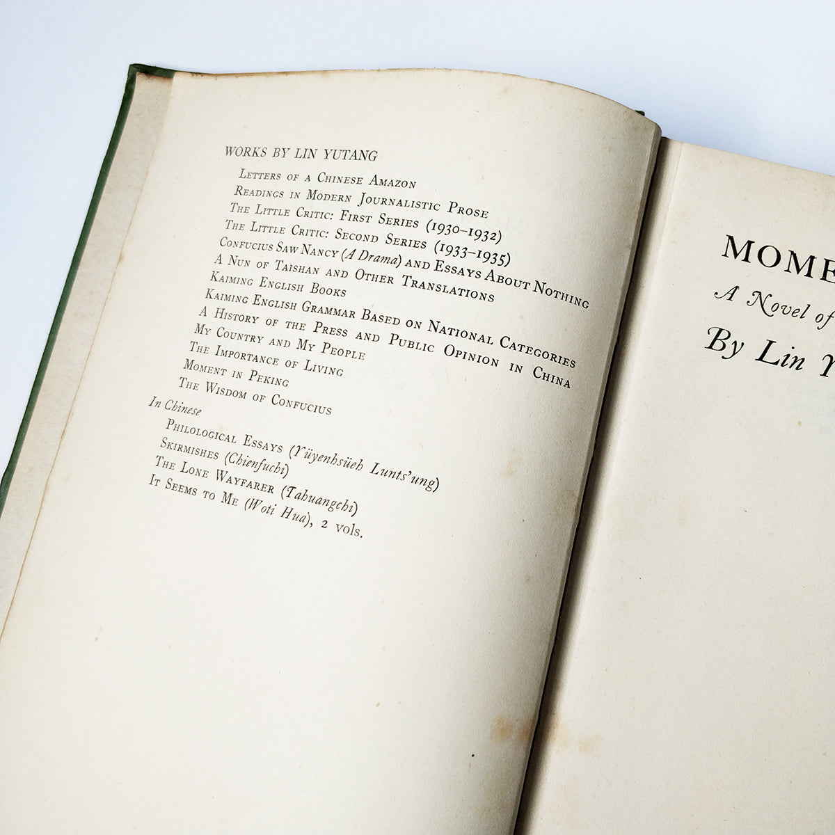 Lin Yutang - Moment in Peking - FIRST EDITION 1940