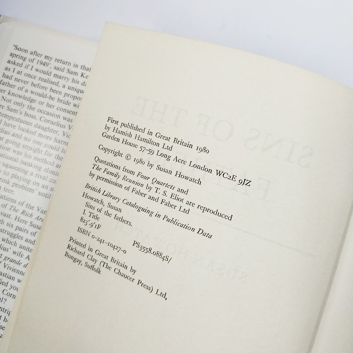 Susan Howatch - Sins of the Fathers FIRST EDITION