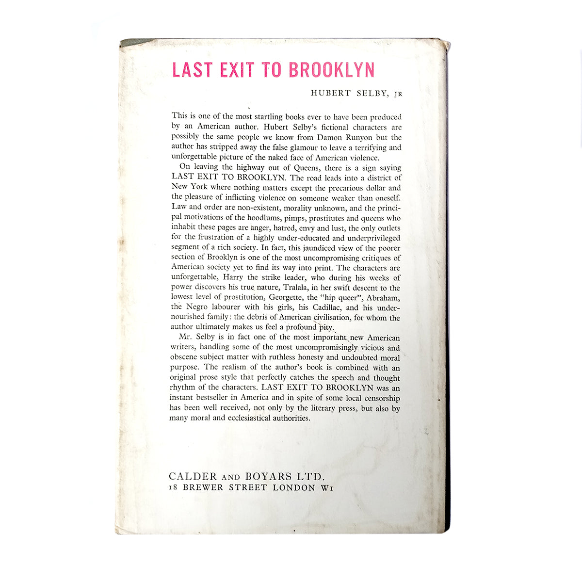 Hubert Selby Jr - Last Exit to Brooklyn - FIRST EDITION